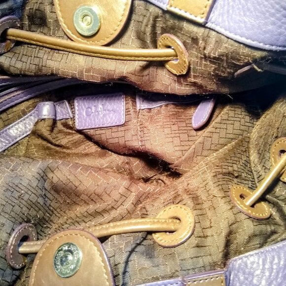Cole Haan  purple-eggplant with chocolate trimmings  leather bag - Picture 8 of 16